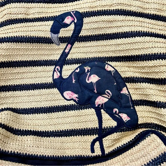 Vera Bradley Flamingo Applique Straw Beach Shoulder Tote Bag - Picture 6 of 16